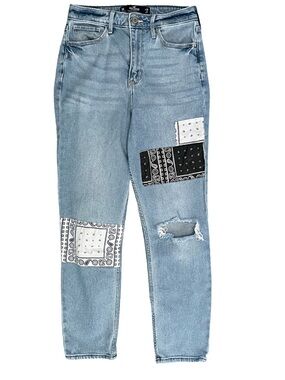 Hollister Ultra High Rise Patchwork Mom Jeans Women 26x26